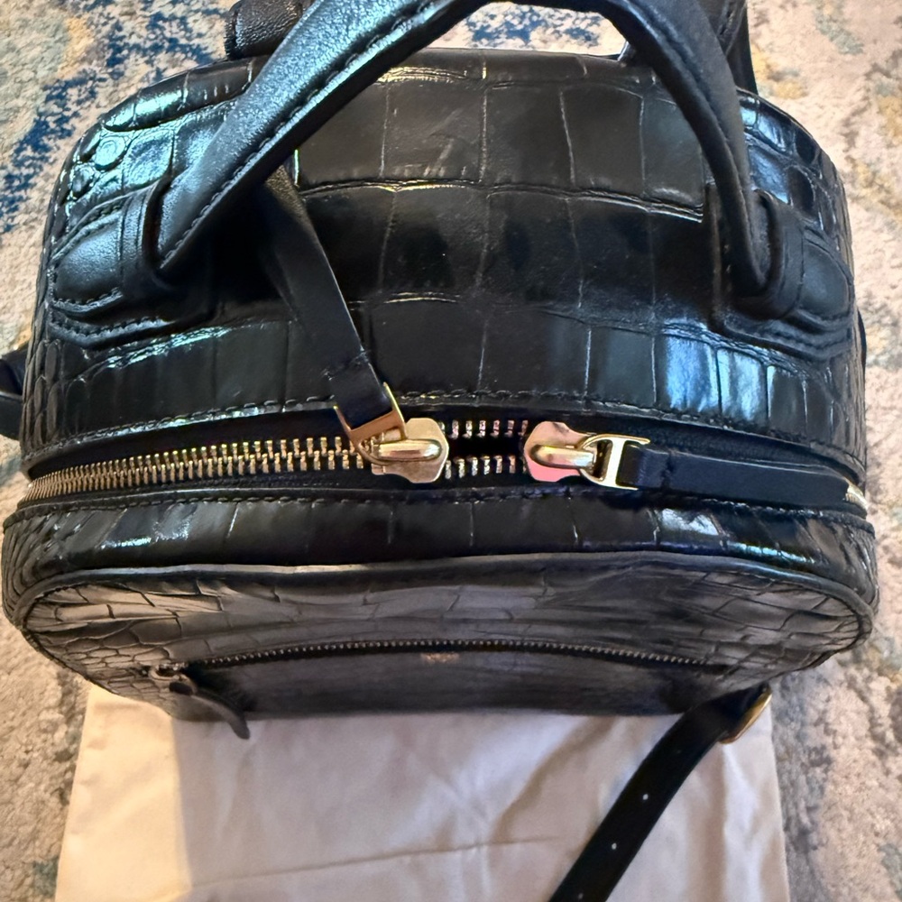 Tory Burch Black Croc-Embossed Backpack - Picture 3 of 7
